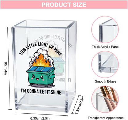 Everything is Figureoutable Acrylic Cosmetic Pencil Pen Holder Cup, Emotional Dumpster Fire Pencil Pen Holder Cup, Therapy Gifts, Mental Health Gifts for Women Colleague Boss Teacher
