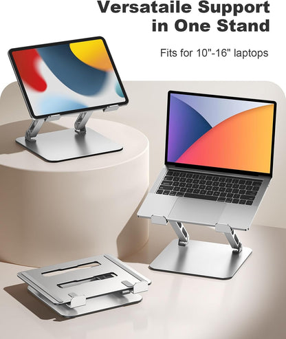 RIWUCT 360° Rotatable Laptop Stand for Desk Adjustable Height, Ergonomic Laptop Riser Holder with Dual-bar Support, Portable Computer Notebook Stand for MacBook Air Pro, Dell XPS, HP (10-16")