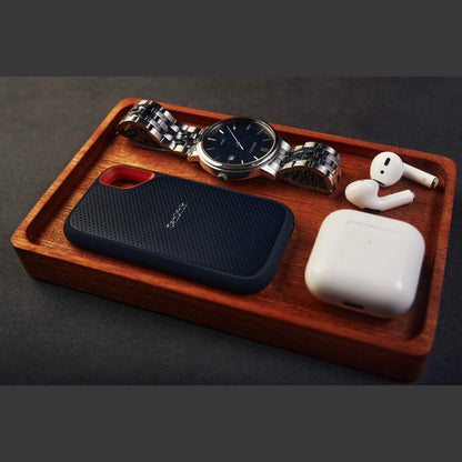 Set of 2 Wooden Trays – Pen Tray, Valet Tray, Desk Organizer, Fountain Pen Holder, EDC Tray for Phone, Jewelry, Cologne & Keys.