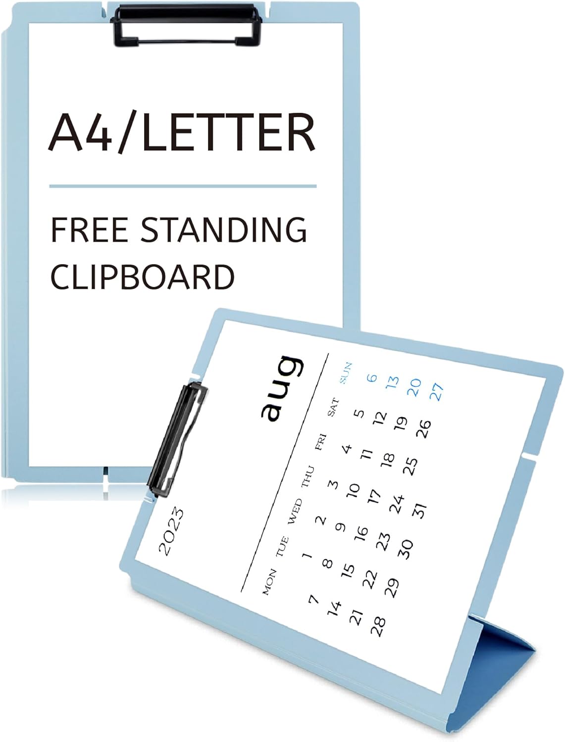 Free Standing Clipboard and Desktop Stand with Adjustable Buckles Easel Back - Foldable Stand and Document Holder for School, Office and Business Use (9.37 x 12.6 inches) (Light Green)