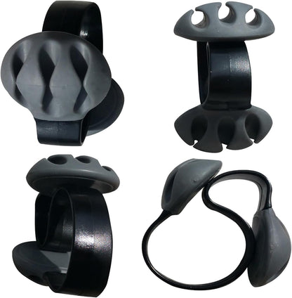 NewFerU Desk Cable Drop Clips Non-Adhesive, Table Cord Stay Holder Weighted, Small Wire Management Clamp Removable, Silicone Tidy Organizer Keeper for Phone Computer Chargers (1 Black + 1 White)