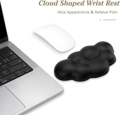 Cloud Wrist Rest Cushion for Mouse Ergonomic Soft PU Leather Memory Foam Wrist Pain Relief Mouse Wrist Support Pad with Anti-Skid Base for Office School Home Laptop & Computer Mouse (Black)