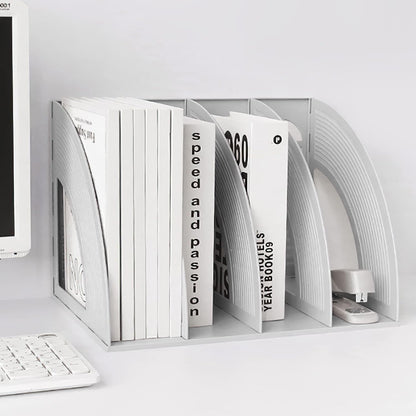 SAYEEC Magazine Holder Sturdy Binder Holder Desk File Sorter Plastic File Folder Organizer Stand Book Shelf Dividers Vertical Storage Rack Desktop Bookshelf Display Box for Office School Home (Black)