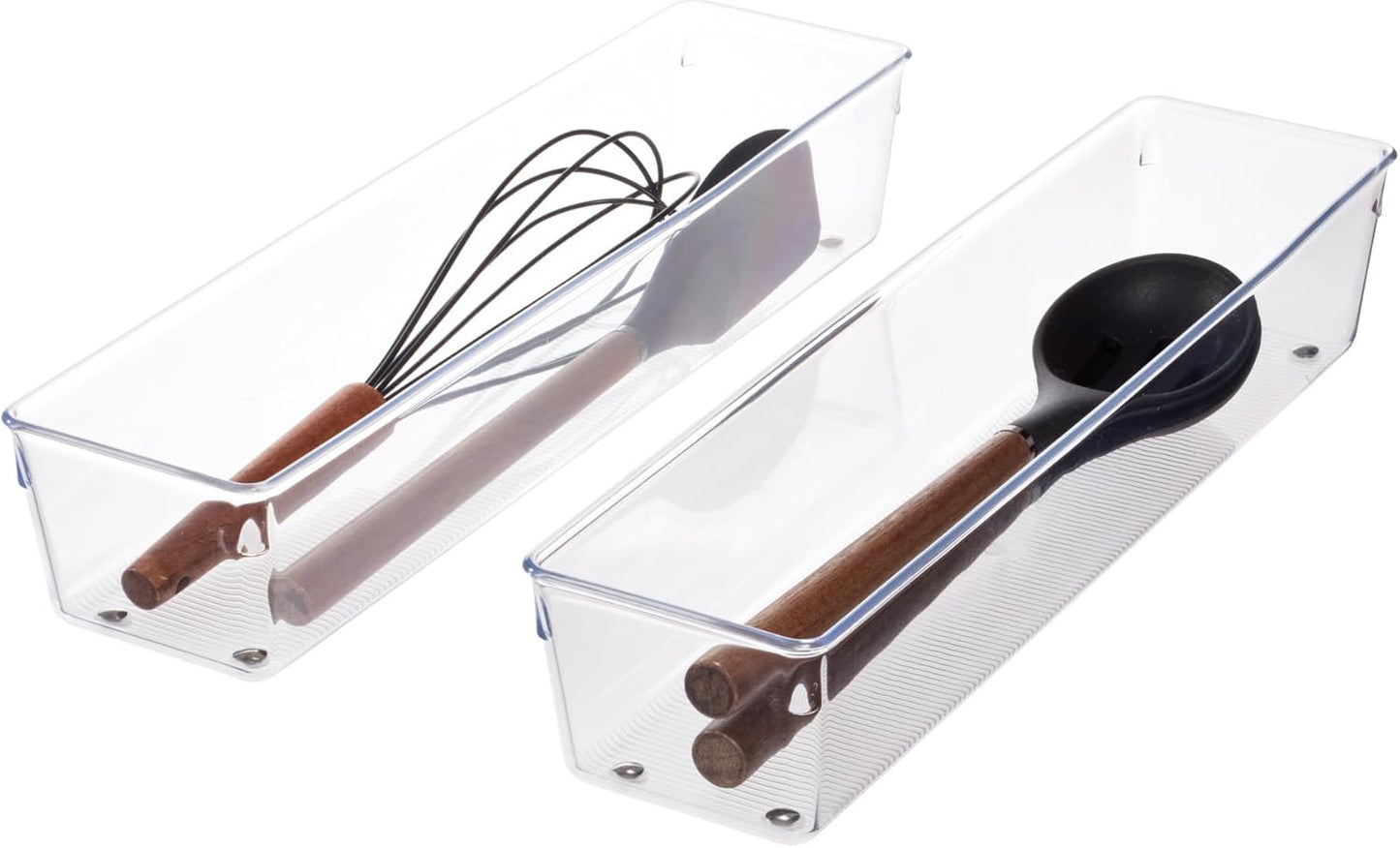 iDesign Plastic Drawer Organizer Bins - Storage for Kitchen, Bathroom, and Desk Drawers - Set of 6 - Clear