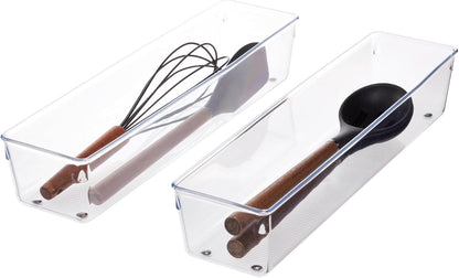 iDesign Plastic Drawer Organizer Bins - Storage for Kitchen, Bathroom, and Desk Drawers - Set of 6 - Clear
