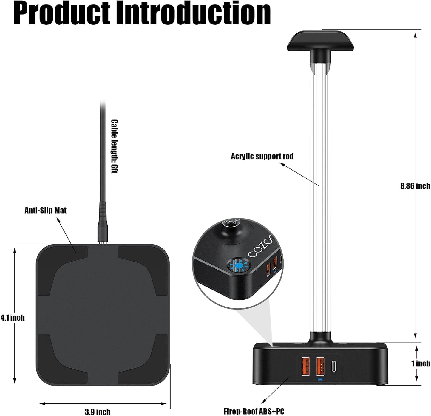 COZOO Headphone Stand with USB Charger Desktop Gaming Headset Holder Hanger with 3 USB Charging Station and 2 Outlets Power Strip,Suitable for Gaming, DJ,Wireless Earphone Display, Gamer Gifts for Men