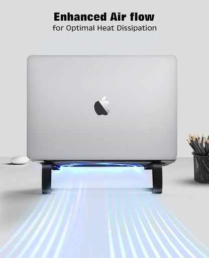 Thibault Aluminum Laptop Stand for Desk - Cooling Ergonomic Design - Fits MacBook Air Pro/DELL/HP/Lenovo/ThinkPad/Alienware - 13/14/15.6/16 -Easy Assembly- Ventilated Laptop Stand for Optimal Airflow