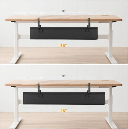 Oxford Cloth Under Desk Cable Management Tray,No-Drill 36" Desk Cable Management Organizer with Clip/Screw Installation,Fabric Cable Management for Home,Office & Gaming Computer(Black)