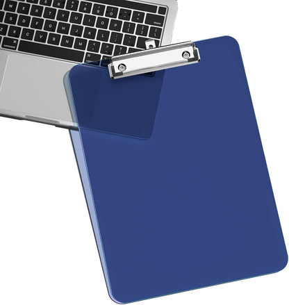 Rimilak 8.5 x 11 Plastic Clipboards Set of 2, Low Profile Metal Clip, Translucent Board, 12.5 x 9 in Letter Size, Office Supply, Back to School, Purple