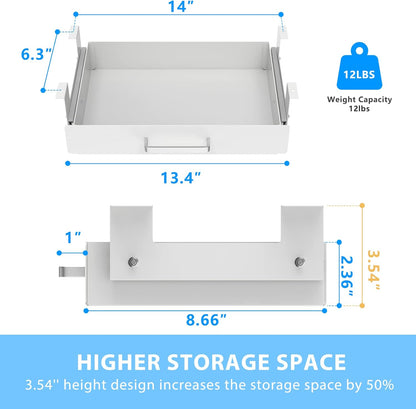 Gome Under Desk Pull-Out Drawer - Storage Organizer Office Mounted, Easy Slide-Out Pencil Drawer for Saving Space, Under Flat-Top Desk Storage Ideal for Sit-Stand Workstation