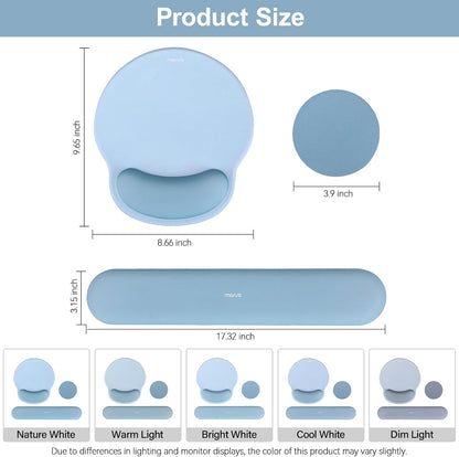 MOSISO Wrist Rest Support for Mouse Pad&Keyboard Set, Circle Curved Ergonomic Mousepad&Coaster Non-Slip Base Home/Office Pain Relief&Easy Typing Pad with Soft Cloth&Silicone Lining, Antique Green