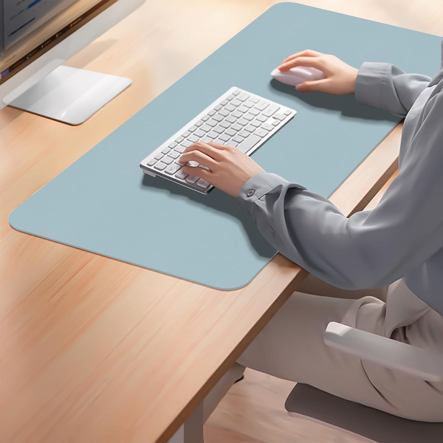 Mouse Pad and Keyboard Wrist Rest, 3-in-1 Large Keyboard and Mouse Pad Set, Ergonomic Wrist Rest for Computer Keyboards, Non-Slip Desk Mat Protector for Women (Purple Pink, 31.5" X 15.7")