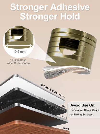 Strong Adhesive Cord Holder for Nightstand with Wider Base, 3 Pack Sleek Antique Bronze Aluminum Screw-top Cord Clips for Desk, Desk Cable Holder, Phone Cord Management Clips Secure Organizer