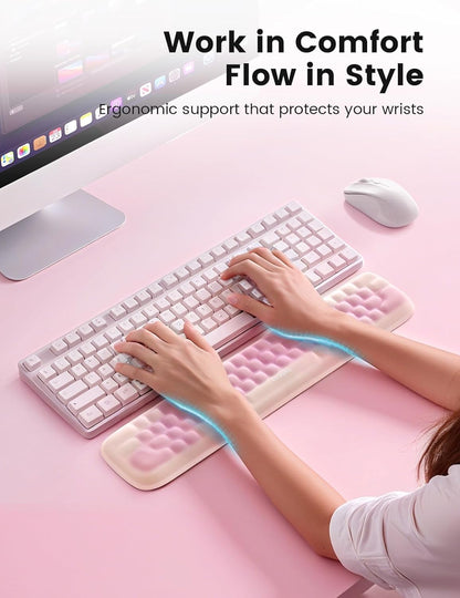 Meatanty Keyboard and Mouse Wrist Rest Set, Computer Wrist Pad Support, Ergonomic Keypad Hand Rest Combo, Memory Foam Typing Desk Accessory Carpal Tunnel Cushion, Laptop Office Home School Women Cute