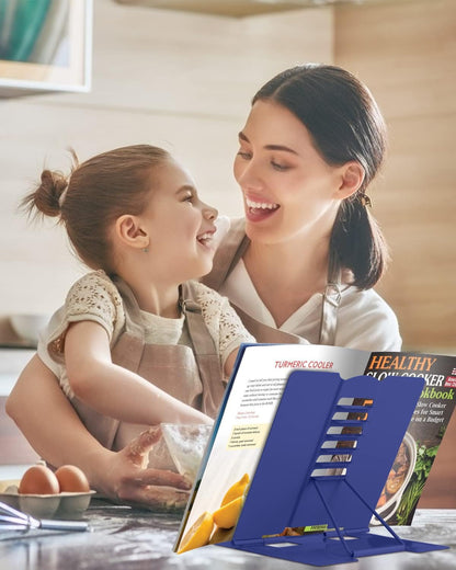 MSDADA Desk Book Stand Metal Reading Rest Book Holder Adjustable Cookbook Documents Holder for Recipes Textbooks Tablet Music Books, Mom Gifts, Gifts for Grandma Mom Mothers Day(Light Purple)