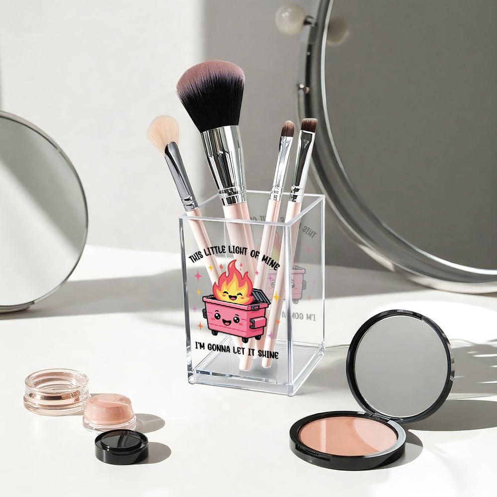 Everything is Figureoutable Acrylic Cosmetic Pencil Pen Holder Cup, Emotional Dumpster Fire Pencil Pen Holder Cup, Therapy Gifts, Mental Health Gifts for Women Colleague Boss Teacher