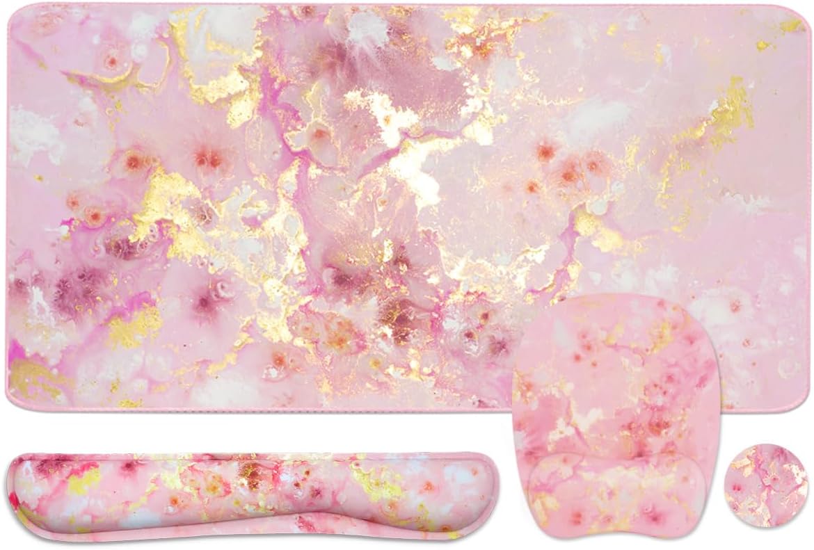 Memory Foam Set Wrist Rest Pad & Mouse Wrist Rest Support,Ergonomic Design for Office,Home,Laptop,Desktop Computer,Gaming Keyboard - Pink