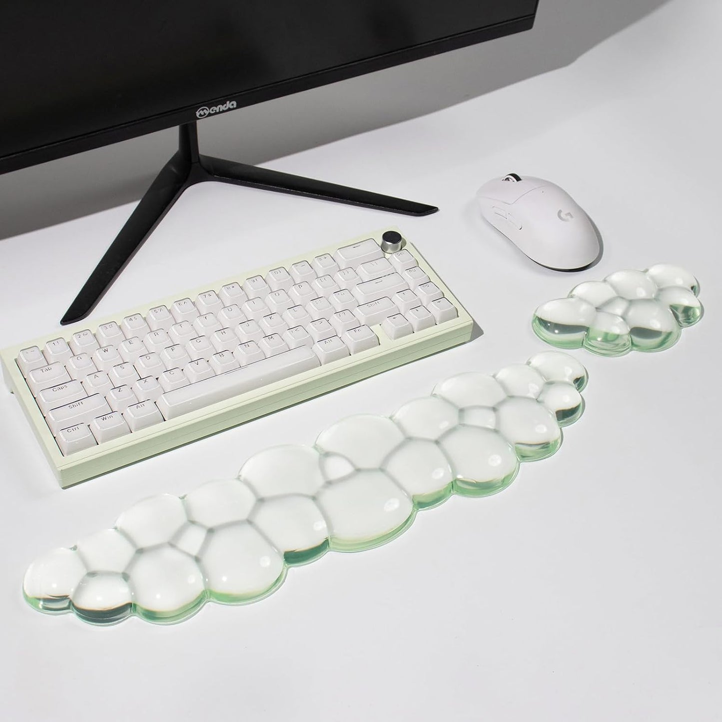 Clear Gel Wrist Rest for Keyboard and Mouse, Green Silicone Mouse Wrist Rest Set, Cute Ergonomic Wrist Rest for Keyboard 60%/75%(Green)