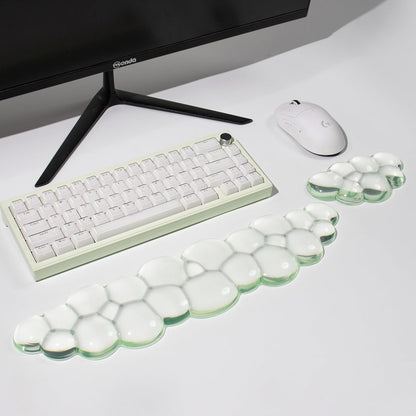Clear Gel Wrist Rest for Keyboard and Mouse, Green Silicone Mouse Wrist Rest Set, Cute Ergonomic Wrist Rest for Keyboard 60%/75%(Green)