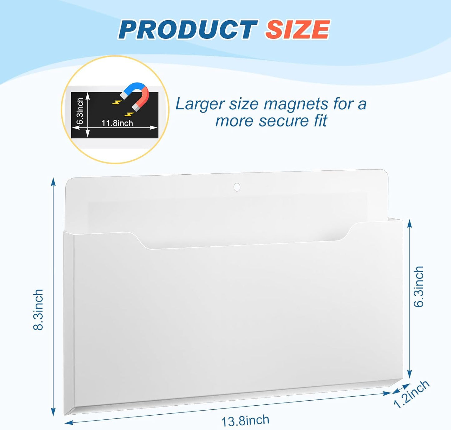 Feifeiya 2 Pcs Magnetic File Folder Wall Hanging Holder Large Pocket Paper Magazine Mail Organizer for Refrigerator Classroom Locker Whiteboard(Vertical,Purple Color,12.2 x 9.4 Inches)