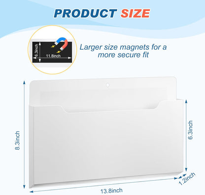 Feifeiya 2 Pcs Magnetic File Folder Wall Hanging Holder Large Pocket Paper Magazine Mail Organizer for Refrigerator Classroom Locker Whiteboard(Vertical,Purple Color,12.2 x 9.4 Inches)