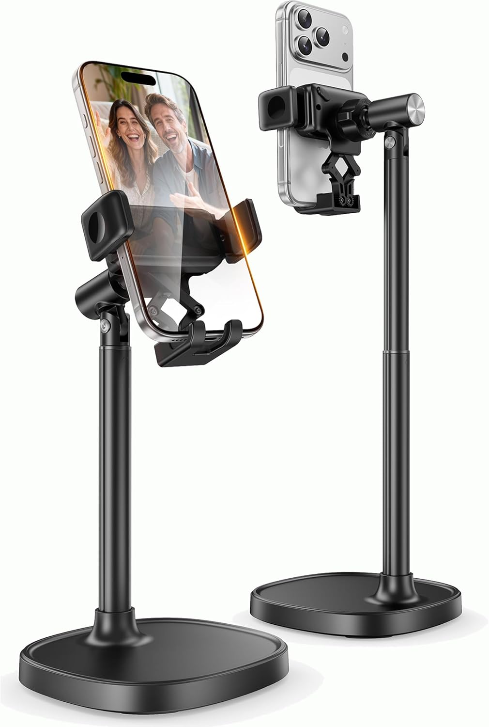 GolbinBox Phone Stand for Desk - Quick Release, Adjustable Height & Angle, 180° Flip & 360° Rotation, Universal Desktop Holder for iPhone, Samsung, Android