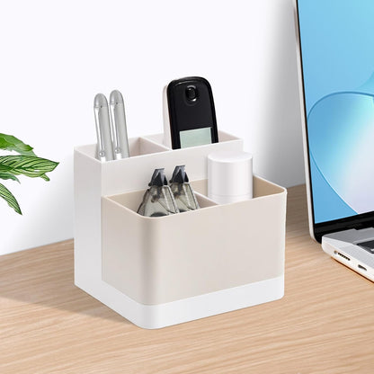 Poeland Desktop Storage Organizer, Pen and Pencil Cases Boxes, Pen or Pencil Holder Box Container for Desk, Office Supplies, Vanity Table Tan
