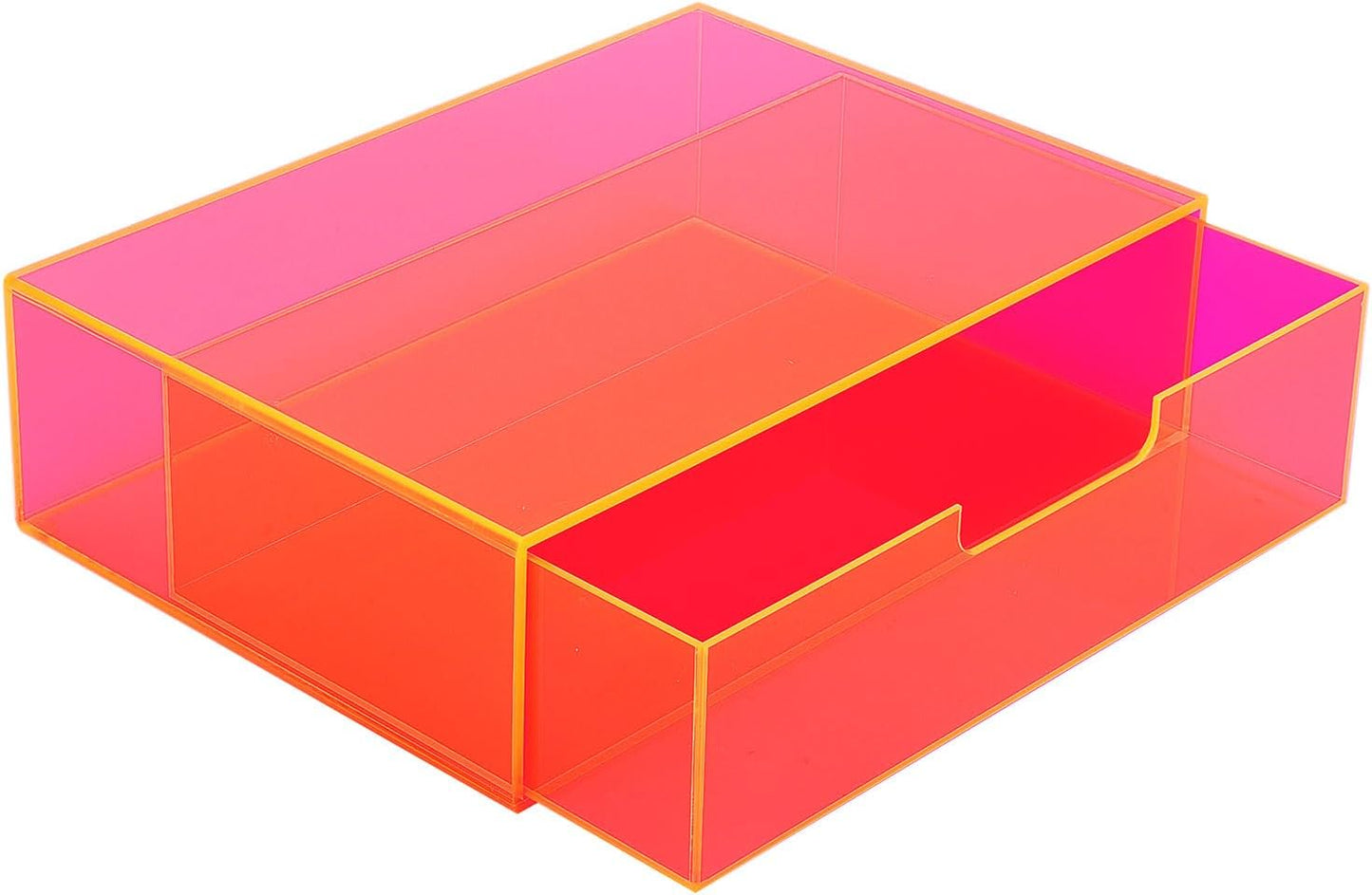 Gelite Acrylic Desk Organizer with Drawer for Makeup Vanity Stackable Desktop Storage Box for Office Supplies, 13.8 x 9.8 x 3.9’’, Neon Green
