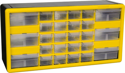 Akro-Mils 24-Drawer Plastic Drawer Storage Cabinet for Garage Organization, Bead Organizer, Building Bricks Storage, Teacher Toolbox, Makeup Organizer, 20" W x 6" D x 16" H, 10124 Black