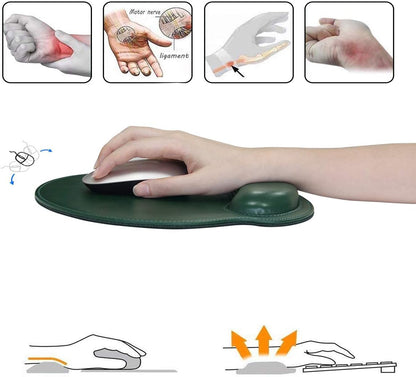 RICHEN Ergonomic PU Leather Keyboard Wrist Rest and Mouse Pad with Wrist Support, Memory Foam Set for Computer/Laptop,Gaming and Office, Comfortable for Easy Typing & Pain Relief (PU Brown)
