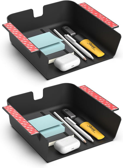 HumanCentric Under Desk Storage Shelf, Drawer Organizer for Office, Workstations, Tables, Sit Stand Desks, Gaming Setups, Mountable Storage Tray, Cable Management, Screw or Stick On with VHB Tape