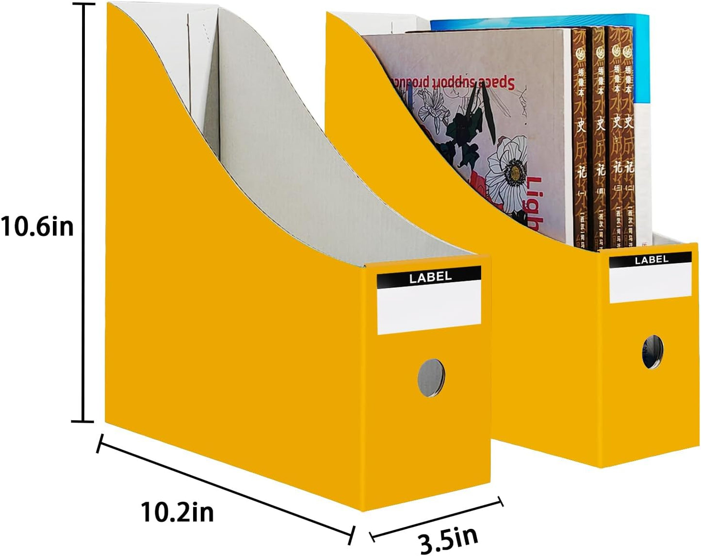 Limitliho Magazine File Folder Holder for Desk, Book Bins for Classroom Library,Office,Home, 10.6" H x 10.2" L x 3.5" W in Cardboard Paper Organizer (Six color, 6 Pack)