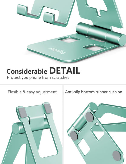 Aoviho Cell Phone Stand for Desk, Adjustable Desktop Phone Holder Stand, Foldable Moblie Phone Dock for iPhone17 16 15 14 13 12 11 Pro Xs Max Xr X 8 7 6 5 5s SE Nintendo Switch All Phones, Pink