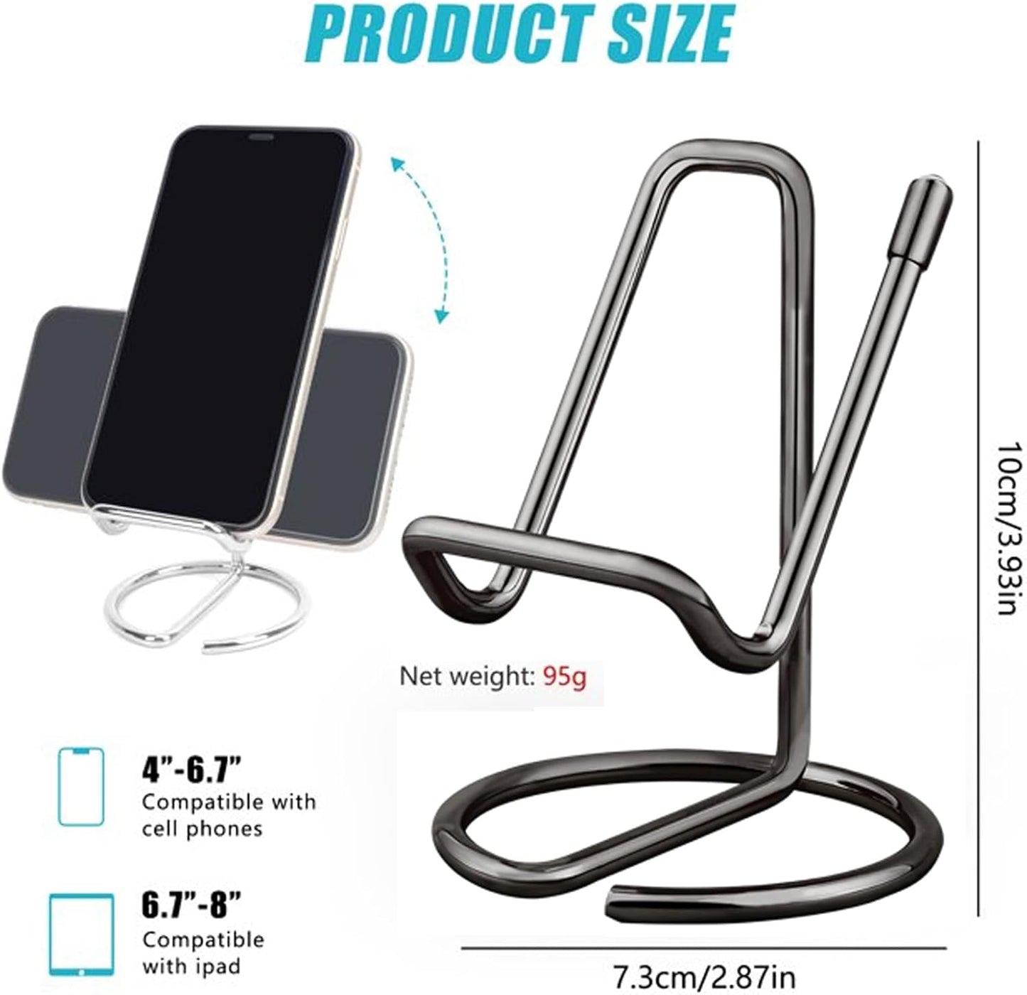 Cell Phone Stand for Desk, Metal Mobile Phone Stand Holder, Cute Rose Gold Cell Phone Display Holder Phone Dock Compatible with All Mobile Phones, iPhone, Switch, iPad (Rose Gold, 1 Pack)