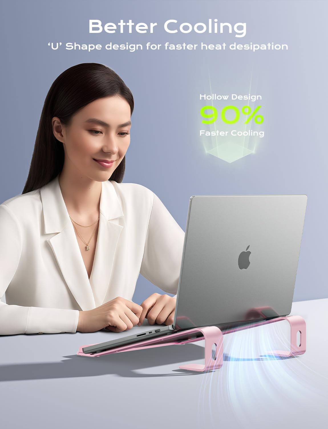 JCZT Aluminum Laptop Stand, Notebook Stand with Wrist Rest, Ergonomic Detachable Laptop Mount, Computer Stand Compatible with 10-17'' All Laptops Such as MacBook Air Pro/HP/Dell/Lenovo, Gold