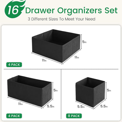 Criusia Drawer Organizer Clothes, 8 Pack Underwear Organizer, Foldable Closet Organizers and Storage Dresser Dividers for Clothes, Socks, Scarves, Ties (Gray)
