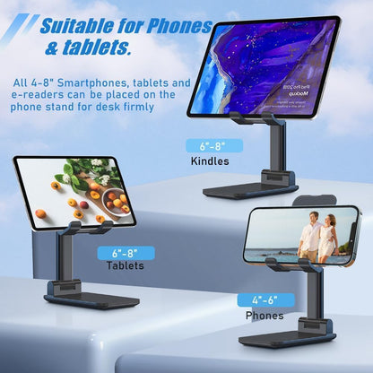 Adjustable Cell Phone Stand,Phone Stand,Mobile Phone Holder,iPhone Holder for Desk,Cell Phone Holder Portable Cellphone Cradle Desktop Dock Stand for Smart Phones,iPad Tablet and E-Reader