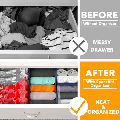 SpaceAid Drawer Organizer for Clothes, 18 Pack Dresser Drawer Organizer Bins, Closet Organizers and Storage Dividers for Clothing, Underwears, Socks (Beige)