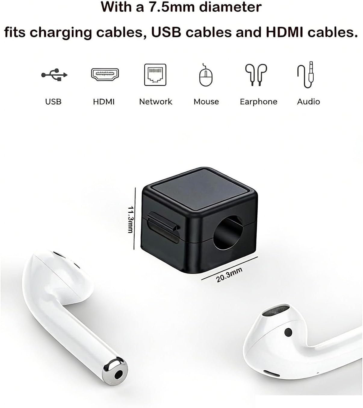 10 Pack Cord Organizer, Magnetic Cable Management, Cord Holder for Desk, Adhesive Cable Clips Wire Keeper for Nightstand, Home, Office, Desktop, Car, Wall (Black)