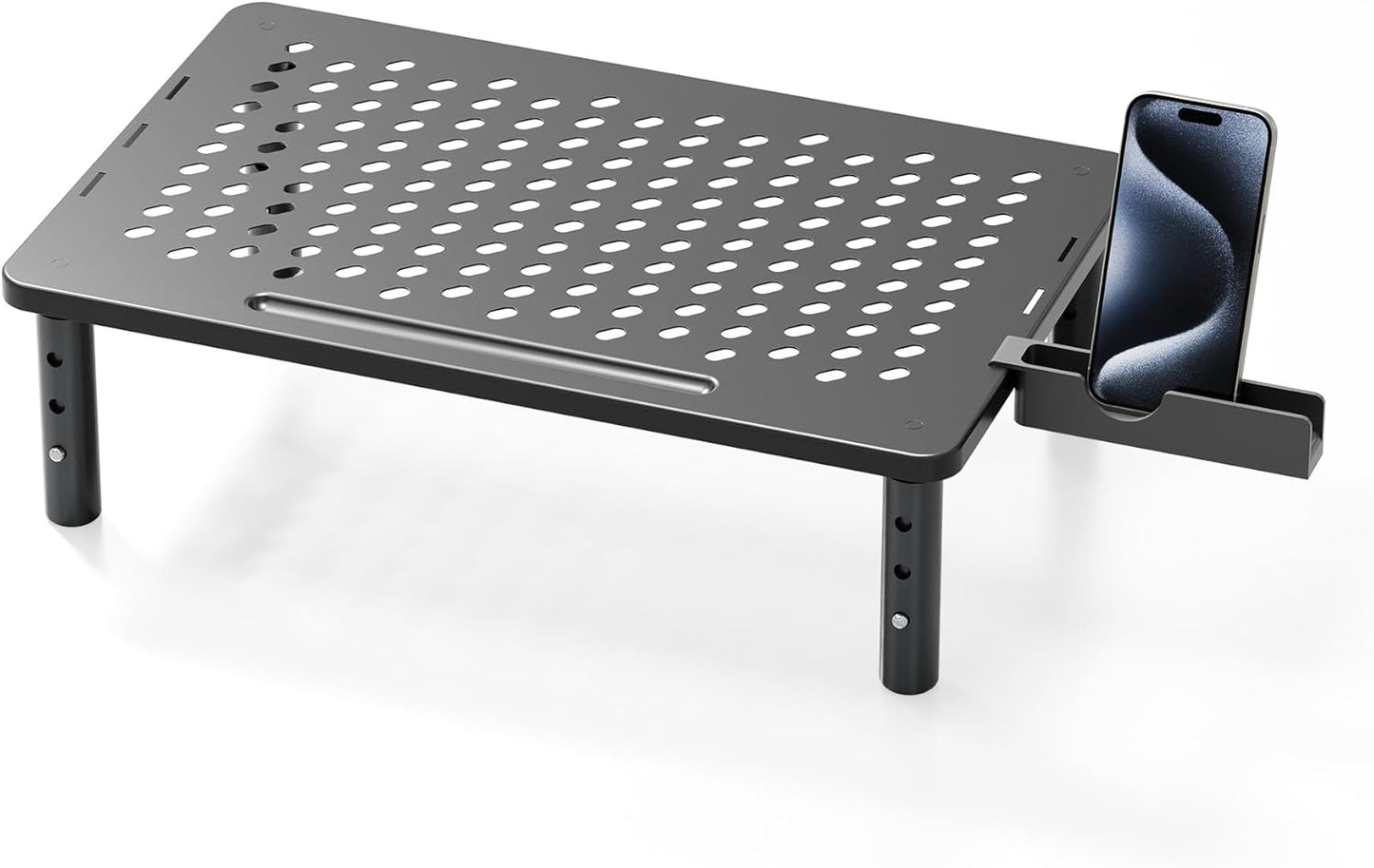 Computer Monitor Stand Riser for Desk, 3 Height Adjustable PC Laptop TV Desktop Monitor Stand Shelf, Metal Printer Table with Phone Holder, Stand Riser for Desk, Office Desk Organizers and Accessories, 2 Pack