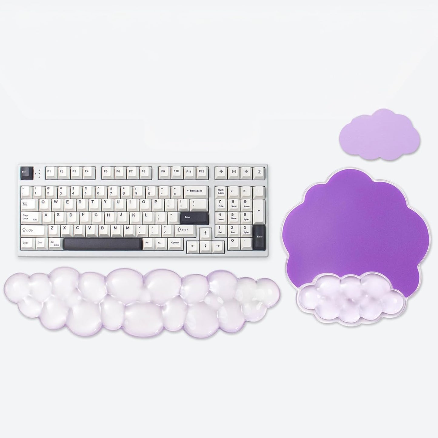Gel Wrist Rest and Cloud Mouse Pad Support for Keyboard and Mouse - Ergonomic Pink Keyboard Wrist Pad Set for Typing Pain Relief/Computer/Laptop/Gaming/Home/Office (Cloud Shape, Gradient Blue Pink)