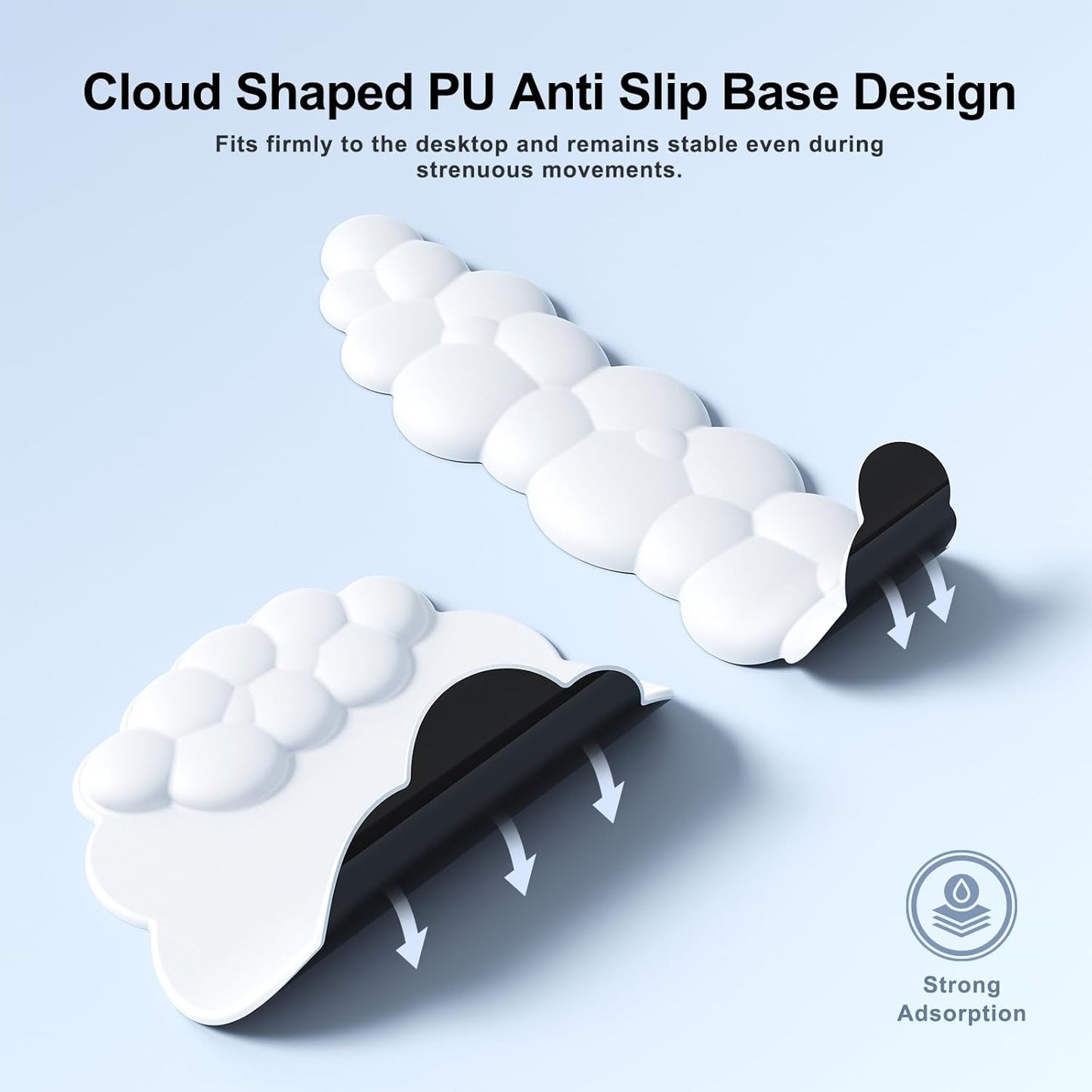 MOKURU Cloud Mouse Pad with Wrist Rest, Cloud Keyboard Wrist Rest, Mouse Pad Wrist Support, Ergonomic Keyboard Mouse Wrist Support White