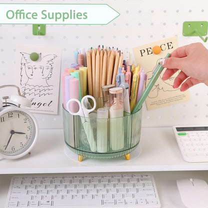 SKYDUE Rotating Pencil Pen Holder, Pen Organizer with 5 Slots - Aesthetic Desk Organizer and Accessories for School, Home, Office Supplies
