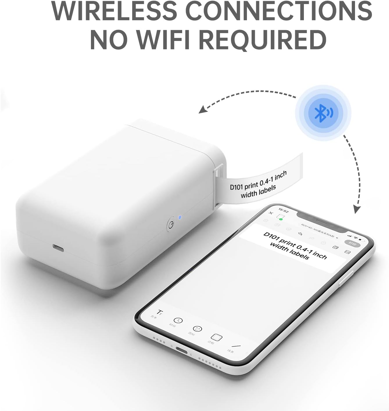 NIIMBOT D110 Label Maker Machine with Label, Small Label Printer Bluetooth Connection Multiple Templates Available for Phone Easy to Use for Office Home Organization Rechargeable White