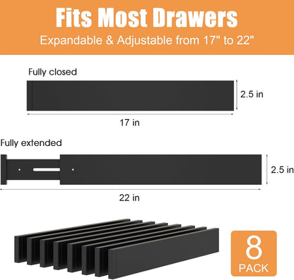 Bamboo Drawer Dividers,17-22" Adjustable Kitchen Drawer Organizer for Clothes,4 Pack Expandable Drawer Organization Separators for Bedroom,Bathroom,Dresser and Office,Natural
