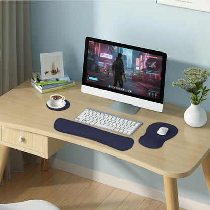 RICHEN Wrist Rest Support for Mouse Pad&Keyboard Set with Coaster,Concave Curved Memory Foam, Non-Slip Base Pain Relief Comfortable Easy Typing Pad for Home/Office (Lavender Purple)
