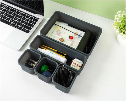 Gonice 13 PCS Drawer Organizer Tray, Interlocking Office Desk Drawer Storage, Black Plastic Organizer Bins for Office Supplies and Tools, Desk Drawer Organizer for Bathroom and Kitchen