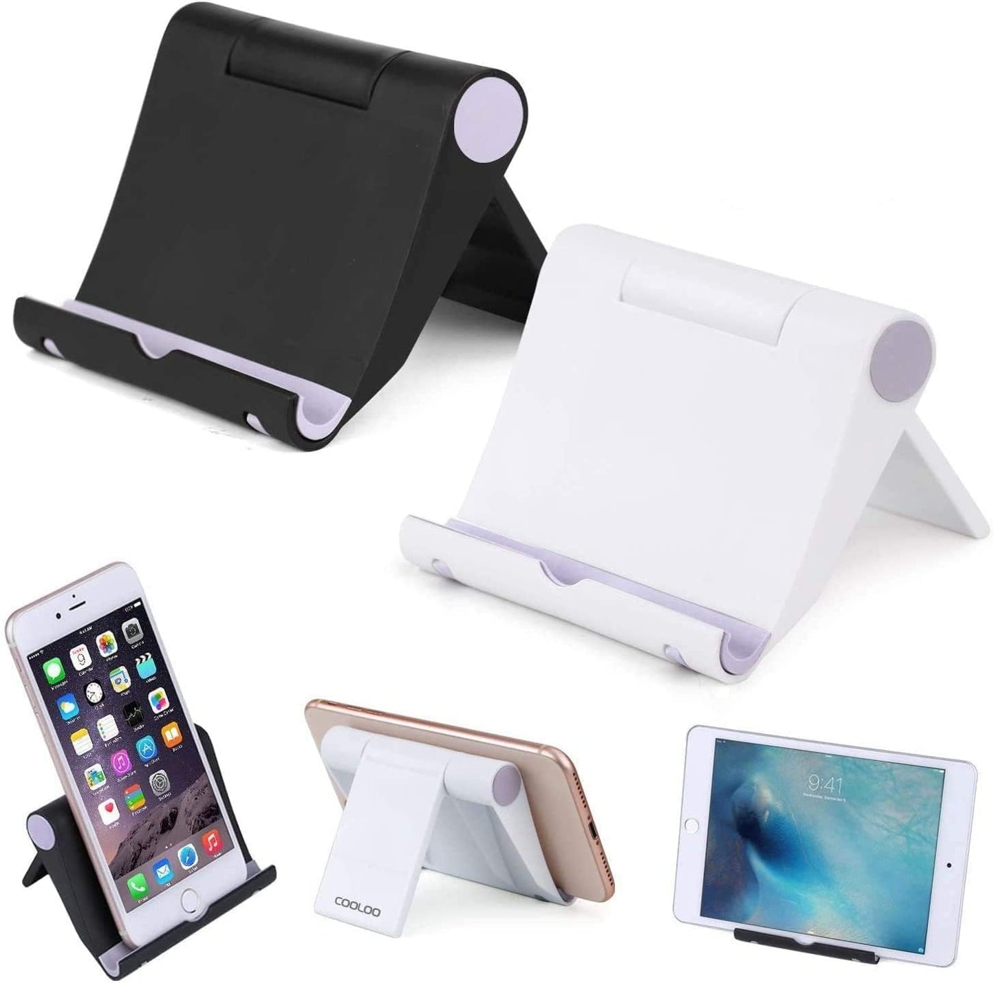 Cell Phone Stand Multi-Angle,【2 Pack】 Tablet Stand Universal Smartphones for Holder Tablets(6-11"), e-Reader, Compatible Phone XS/XR/8/8 Plus/7/7 Plus, Galaxy S8/S7/Note 8, Air, Mini, Pixel 2(Black)