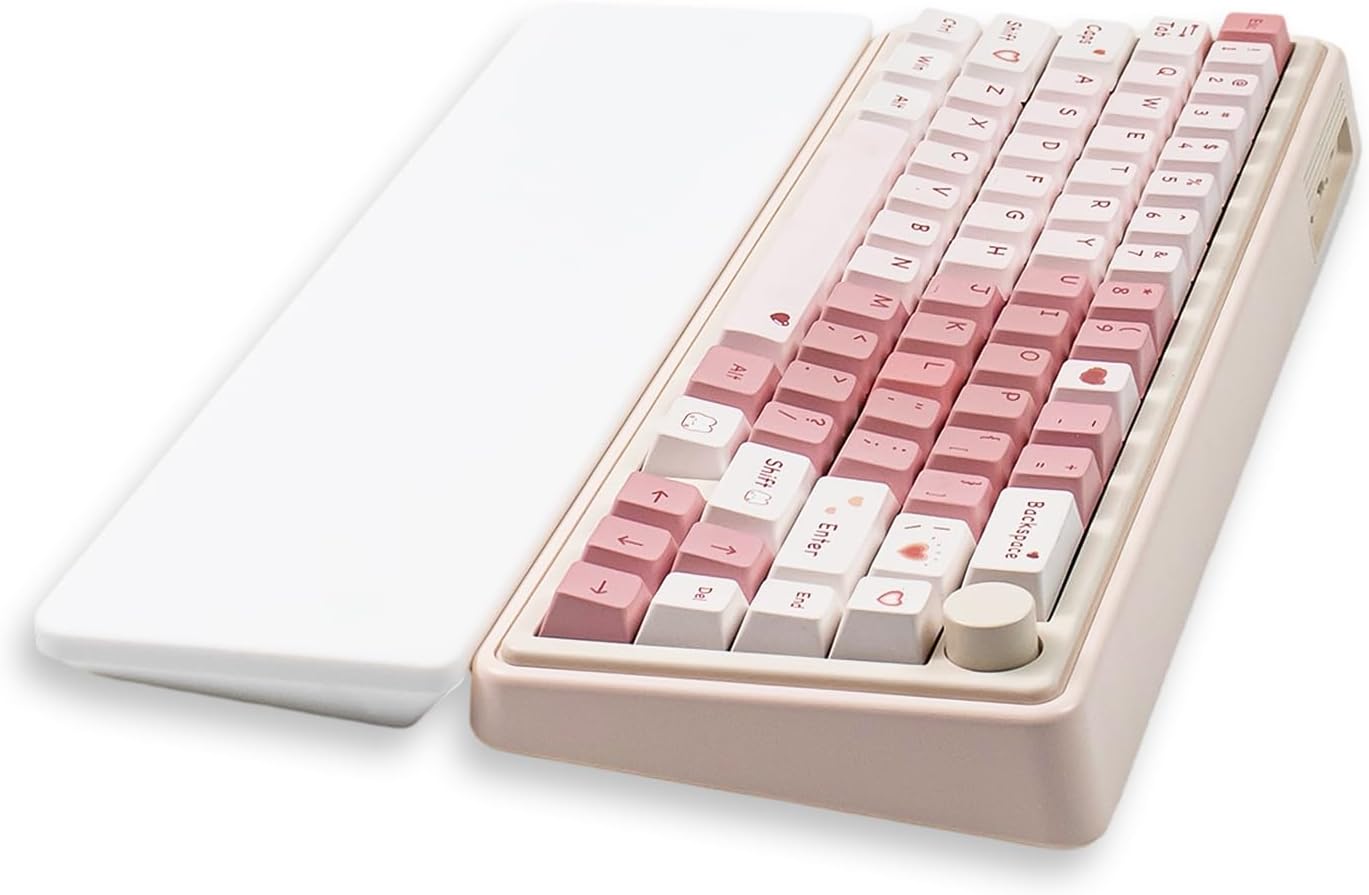Ergonomic 75% Keyboard Wrist Rest-12.8" Silicone Non-Slip Keyboard Hand Rest, Relief of Hand Pain(White)