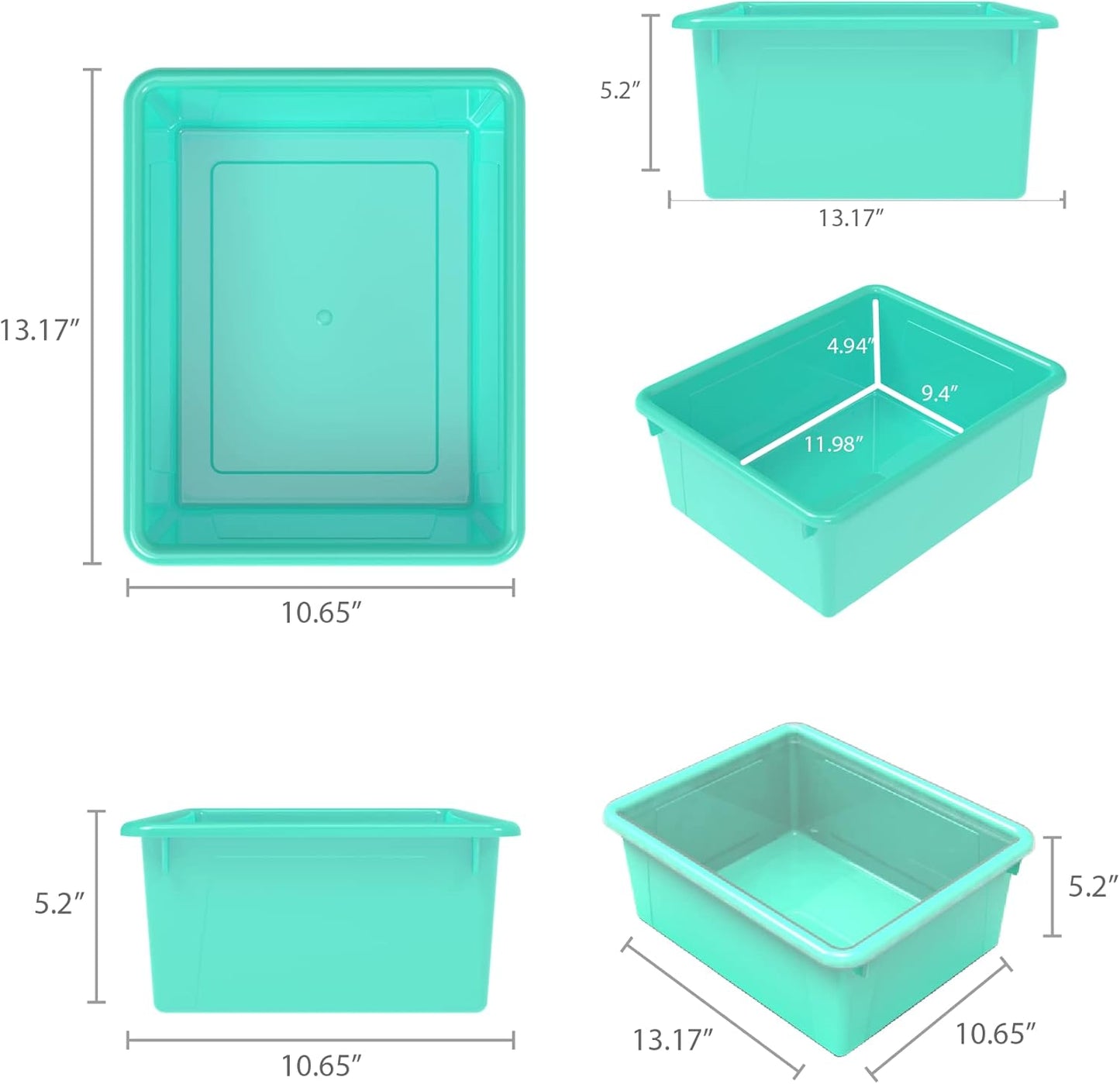 Storex Letter Size Flat Storage Tray – Organizer Bin for Classroom, Office and Home, Clear, 5-Pack (62531A05C), 10 x 13 x 3 Inches